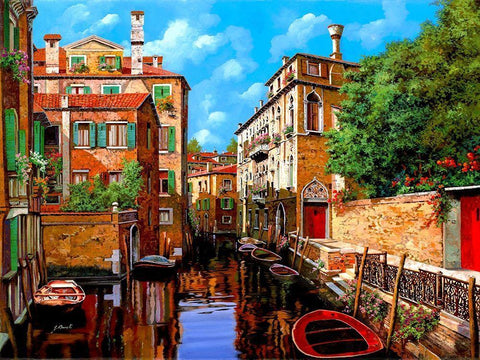 Luce A Venezia White Modern Wood Framed Art Print with Double Matting by Borelli, Guido