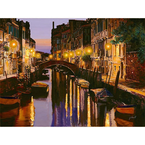 Venezia al Crepuscolo Black Modern Wood Framed Art Print by Borelli, Guido