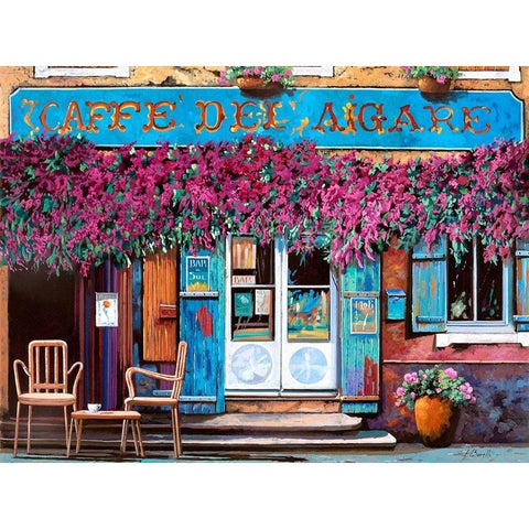 Café de laigare Black Modern Wood Framed Art Print with Double Matting by Borelli, Guido