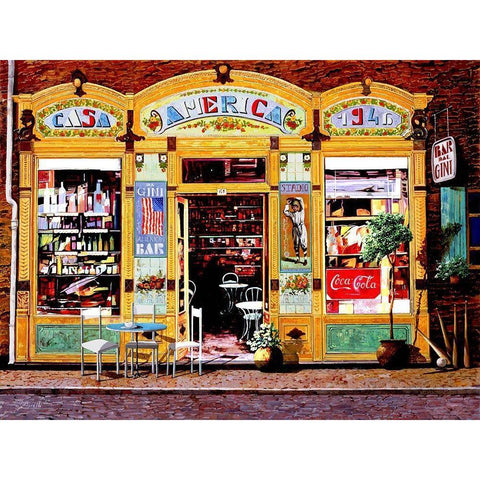 casa America Gold Ornate Wood Framed Art Print with Double Matting by Borelli, Guido