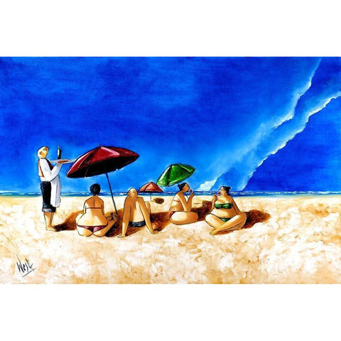 Lunch at Rooiels Black Modern Wood Framed Art Print with Double Matting by West, Ronald