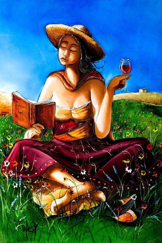 Lady of the Flowers White Modern Wood Framed Art Print with Double Matting by West, Ronald