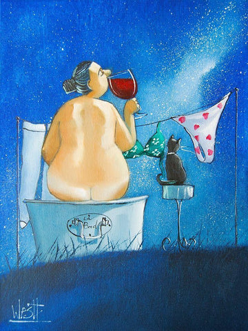 O So Heavenly Black Ornate Wood Framed Art Print with Double Matting by West, Ronald