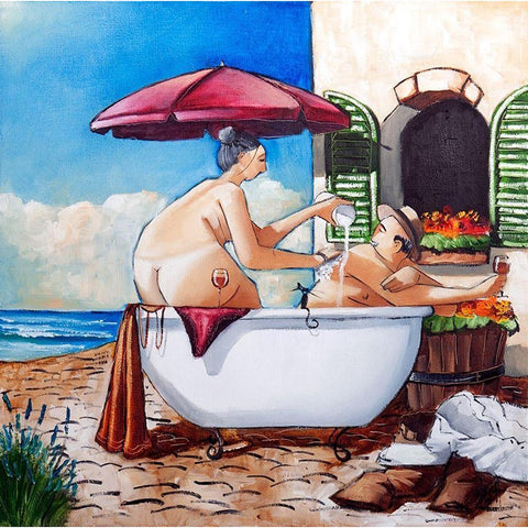 Terrace Bath Black Modern Wood Framed Art Print by West, Ronald