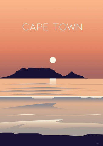 Cape town travel poster White Modern Wood Framed Art Print with Double Matting by ARCTIC FRAME