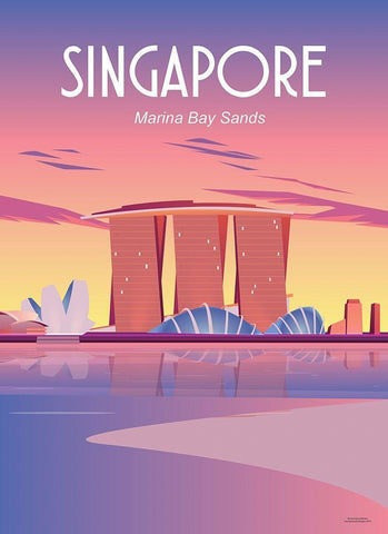 singapore travel poster White Modern Wood Framed Art Print with Double Matting by ARCTIC FRAME