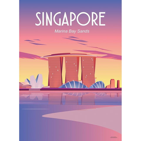 singapore travel poster White Modern Wood Framed Art Print by ARCTIC FRAME