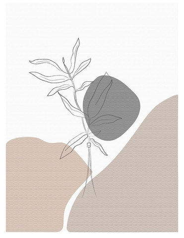 Abstract minimal Plants White Modern Wood Framed Art Print with Double Matting by Balbuena, Sabrina