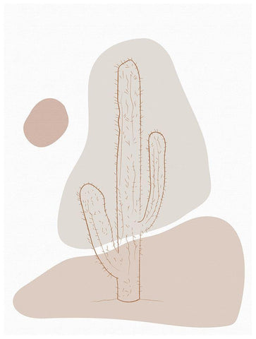 Abstract Minimal Cactus White Modern Wood Framed Art Print with Double Matting by Balbuena, Sabrina