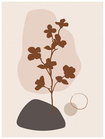 Abstract Minimal Flourish Tree Black Ornate Wood Framed Art Print with Double Matting by Balbuena, Sabrina