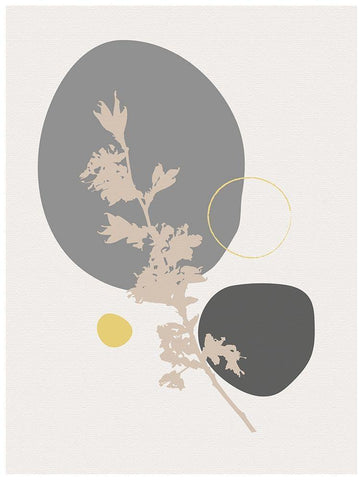 Abstract Minimal Flourish Branch White Modern Wood Framed Art Print with Double Matting by Balbuena, Sabrina
