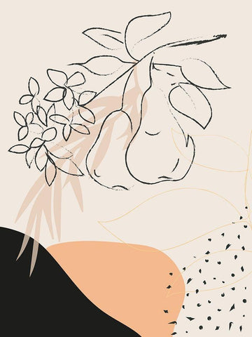 Pear Branch Abstract Shapes Black Ornate Wood Framed Art Print with Double Matting by Balbuena, Sabrina
