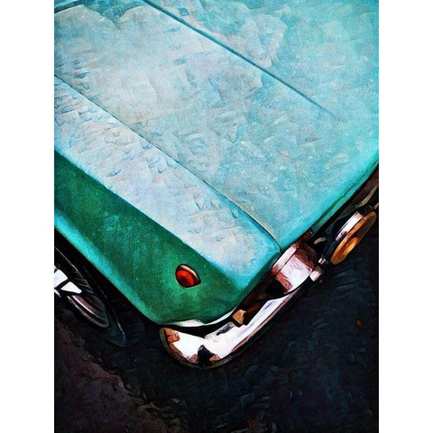 Turquoise Car Close-up Gold Ornate Wood Framed Art Print with Double Matting by Aldridge, Ashley