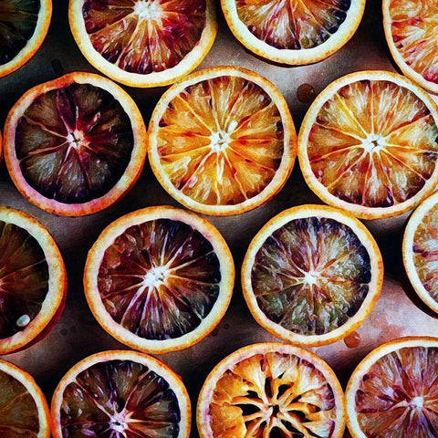 Oven-Baked Orange Halves White Modern Wood Framed Art Print with Double Matting by Aldridge, Ashley