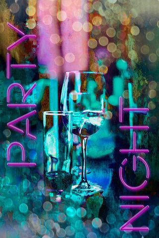 Party Night White Modern Wood Framed Art Print with Double Matting by Haase, Andrea