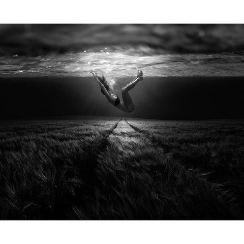 Underwaterlandream White Modern Wood Framed Art Print by Majkut, Peter