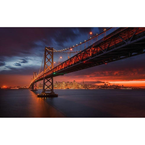 Fire over San Francisco Black Modern Wood Framed Art Print by Harriman, Toby