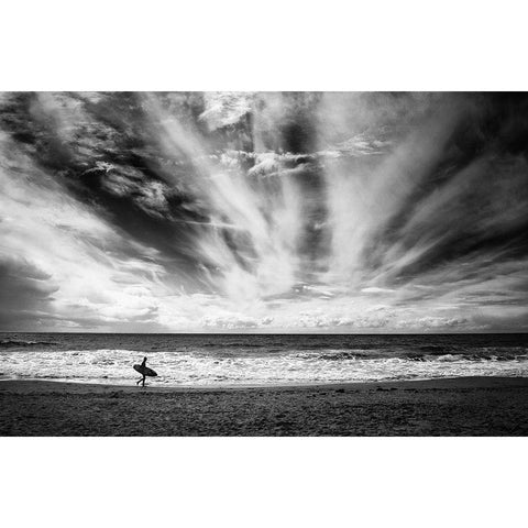 The loneliness of a surfer Black Modern Wood Framed Art Print with Double Matting by Grifantini, Lorenzo