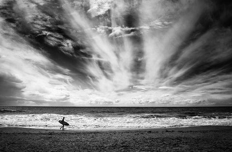 The loneliness of a surfer White Modern Wood Framed Art Print with Double Matting by Grifantini, Lorenzo