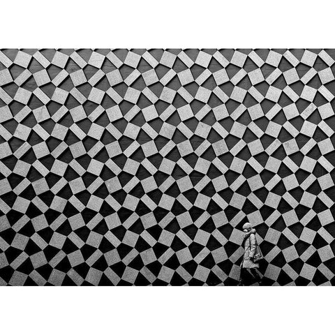 Pattern Black Modern Wood Framed Art Print with Double Matting by Tajima, Koji