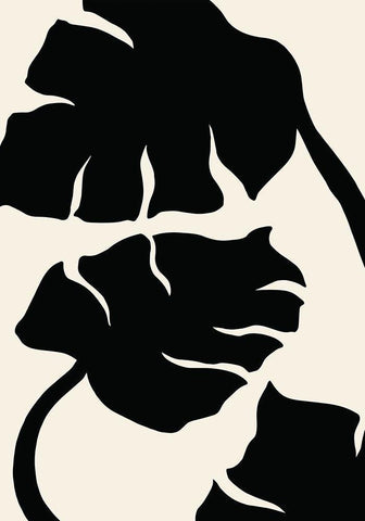 Monstera Black White Modern Wood Framed Art Print with Double Matting by Artographie Studio