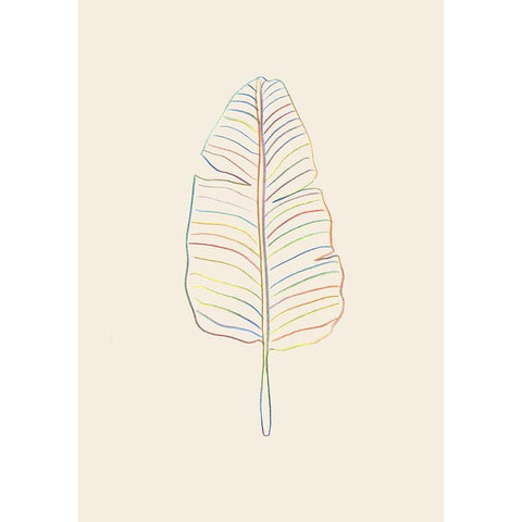 Banana Rainbow Leaf Black Modern Wood Framed Art Print with Double Matting by Artographie Studio