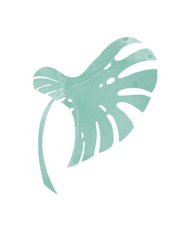 Monstera Leaf Teal Black Ornate Wood Framed Art Print with Double Matting by Artographie Studio