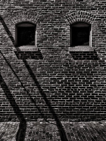 Toronto Distillery District Windows No 2 White Modern Wood Framed Art Print with Double Matting by Carson, Brian