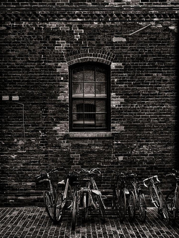 Toronto Distillery District Windows No 5 Black Ornate Wood Framed Art Print with Double Matting by Carson, Brian