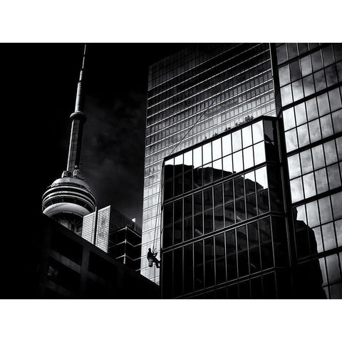 Window Washing No 3 Black Modern Wood Framed Art Print by Carson, Brian