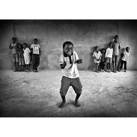 The performer Black Modern Wood Framed Art Print with Double Matting by Apers, Marc