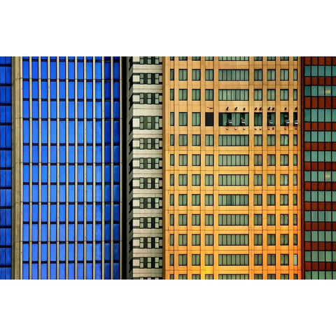 Windows on the City Black Modern Wood Framed Art Print with Double Matting by Guillemot, Mathilde