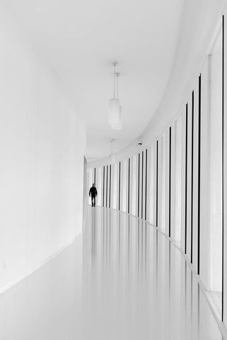 Black strips Black Ornate Wood Framed Art Print with Double Matting by Castro, Joao