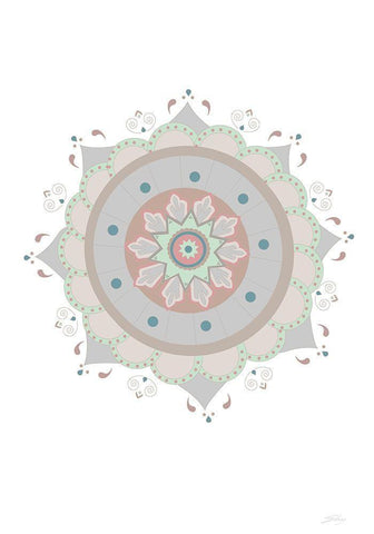 Mandala Fiesta White Modern Wood Framed Art Print with Double Matting by Artographie Studio