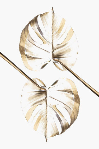 Monstera Gold 10 Black Ornate Wood Framed Art Print with Double Matting by Artographie Studio