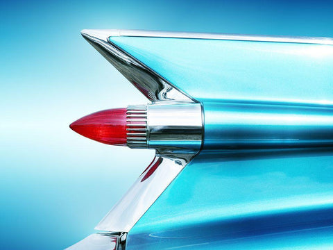 US Classic Car 1959 Sedan Deville tail fin abstract White Modern Wood Framed Art Print with Double Matting by Gube, Beate