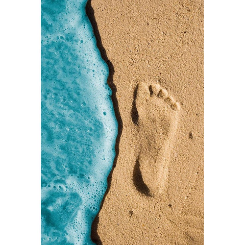 Footprint on sand Black Modern Wood Framed Art Print with Double Matting by Carlos Gonzalez-Najera, Juan