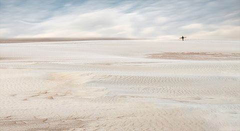 Surfer White Modern Wood Framed Art Print with Double Matting by Claes, Gilbert