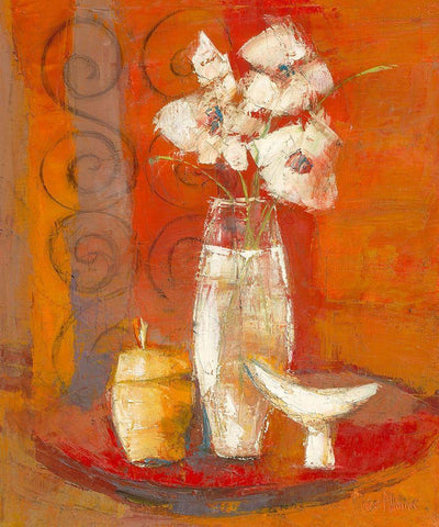 Bouquet a la coupe blanche White Modern Wood Framed Art Print with Double Matting by Pivier-Attolini, Regine