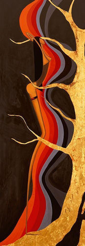 Plaisir subliminal I White Modern Wood Framed Art Print with Double Matting by Natacha L.