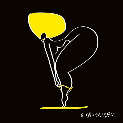 Streap tease Black Modern Wood Framed Art Print by F. Grosliere