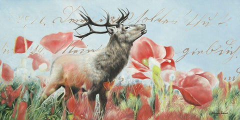 Hirsch I White Modern Wood Framed Art Print with Double Matting by Shirin Donia