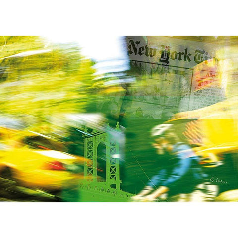 NY City Ride Black Modern Wood Framed Art Print with Double Matting by Luger, Gery