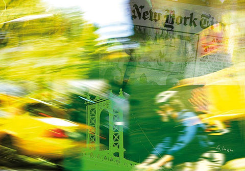 NY City Ride White Modern Wood Framed Art Print with Double Matting by Luger, Gery