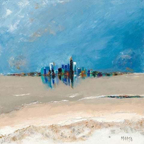 Nuances White Modern Wood Framed Art Print with Double Matting by Marso