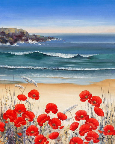 Poppy Sands White Modern Wood Framed Art Print with Double Matting by Mayes, Hilary