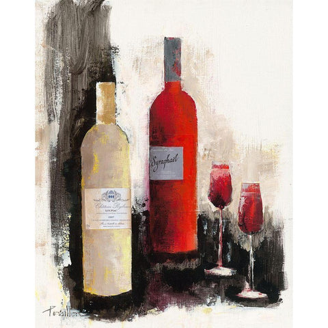 Blanc soyeux et rouge grenat Black Modern Wood Framed Art Print with Double Matting by Persillon, Francoise