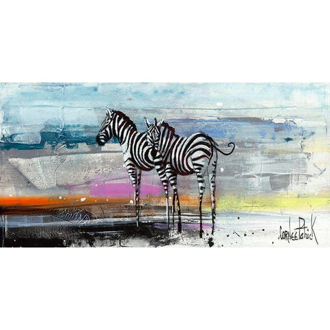 Zebra White Modern Wood Framed Art Print by Cornee, Patrick
