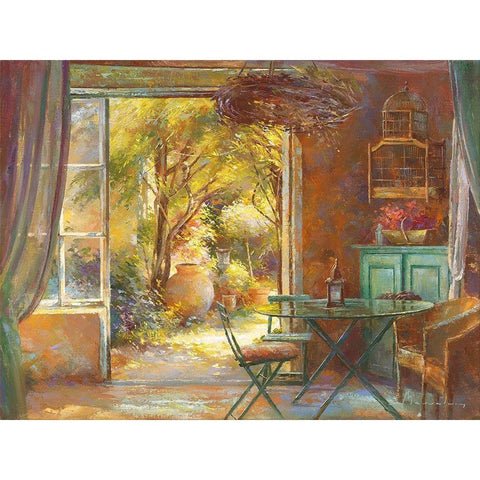 Le jardin de Bernadette White Modern Wood Framed Art Print by Messely, Johan