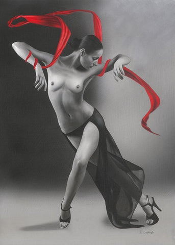 Salome Black Ornate Wood Framed Art Print with Double Matting by Seifert, Brita